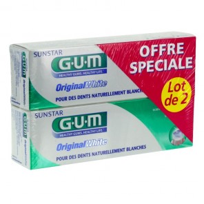 Gum original white dentifrice 2 x 75ml