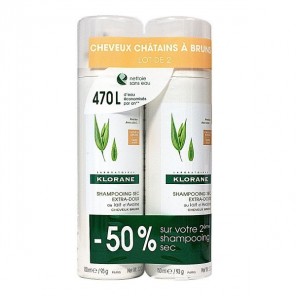 Klorane shampooing sec extra-doux teinté 2 x 150ml
