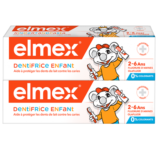 Elmex dentifrice enfant 2-6 ans lot de 2x50ml