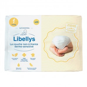Libellys couches non irritante et dermo-sensitive T1 2-5kg x26
