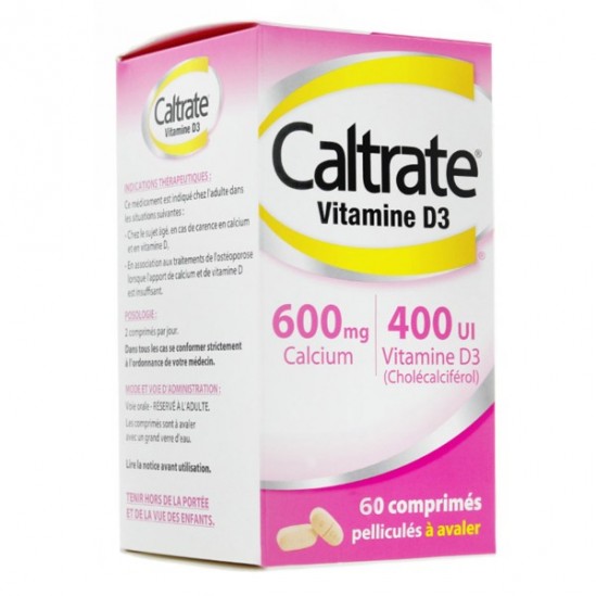 Caltrate vitamine D3 600mg 400UI 60 comprimés